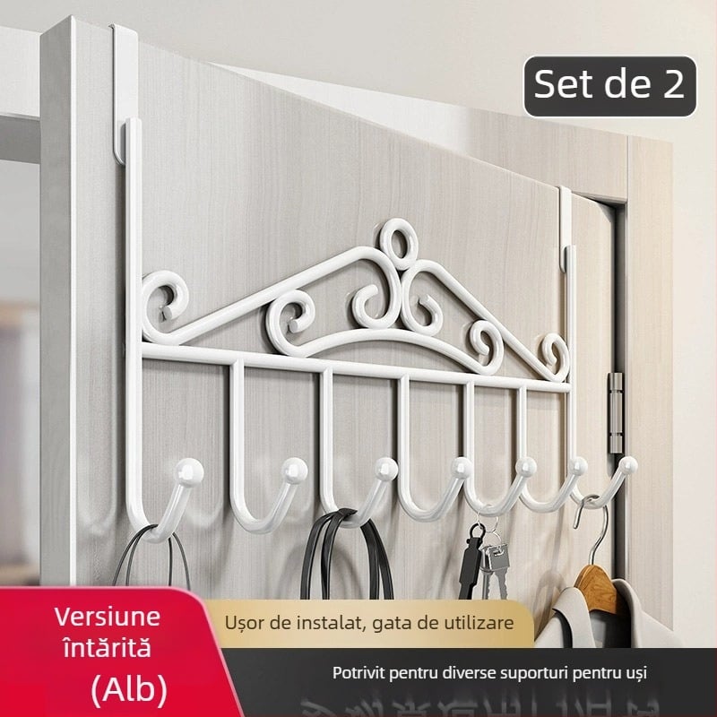 Suport pentru ușă fără găuri pentru bucătărie și baie, din oțel inoxidabil, montaj pe perete, fără găuri, fără urme, suport pentru paltoane și pălării; certificare CE; cod produs 250711baihuo-14lr