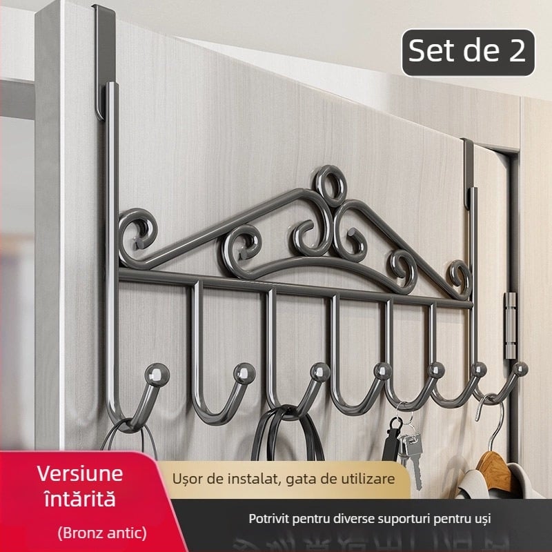 Suport pentru ușă fără găuri pentru bucătărie și baie, din oțel inoxidabil, montaj pe perete, fără găuri, fără urme, suport pentru paltoane și pălării; certificare CE; cod produs 250711baihuo-14lr