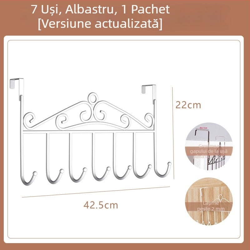 Suport pentru ușă fără găuri pentru bucătărie și baie, din oțel inoxidabil, montaj pe perete, fără găuri, fără urme, suport pentru paltoane și pălării; certificare CE; cod produs 250711baihuo-14lr