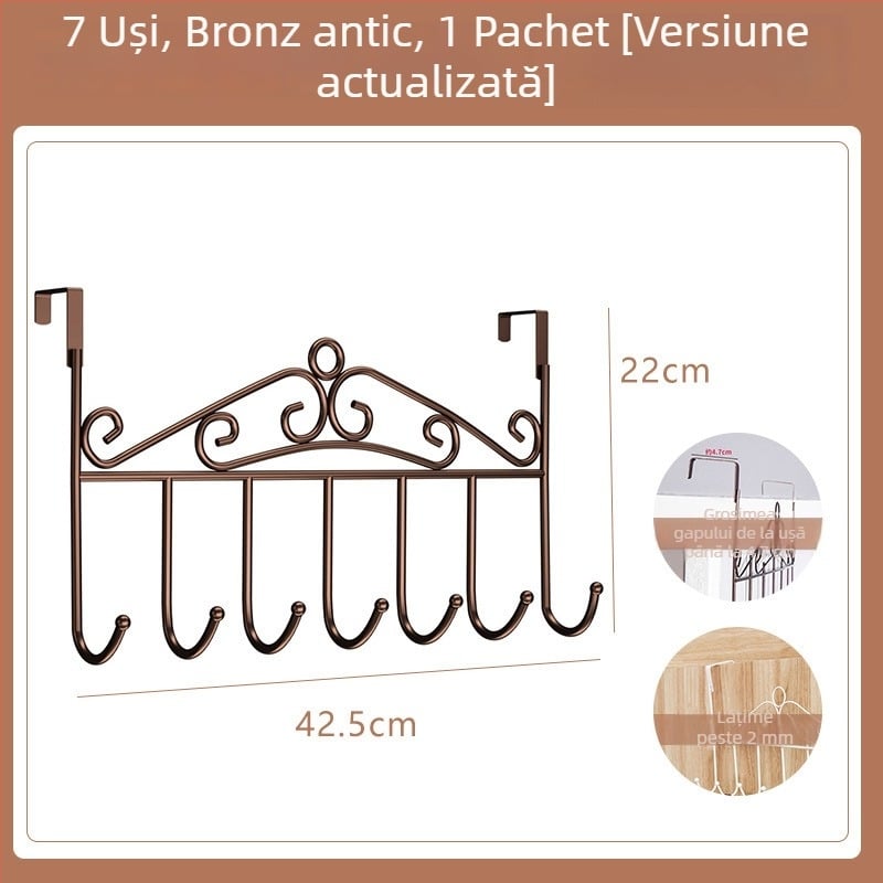 Suport pentru ușă fără găuri pentru bucătărie și baie, din oțel inoxidabil, montaj pe perete, fără găuri, fără urme, suport pentru paltoane și pălării; certificare CE; cod produs 250711baihuo-14lr