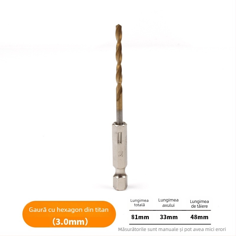 Set de burghie cu prindere hexagonală, acoperire titan, 13 bucăți, din oțel de înaltă viteză, pentru șurubelniță electrică