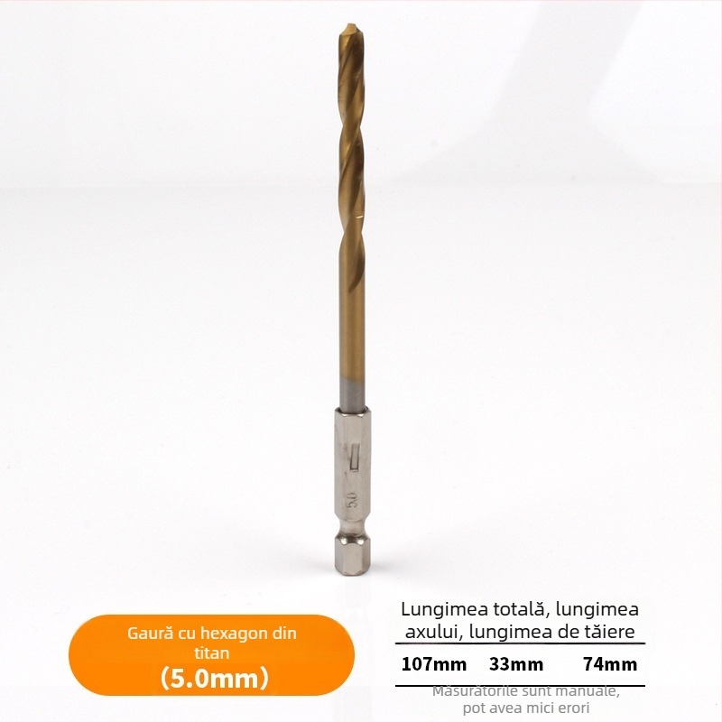 Set de burghie cu prindere hexagonală, acoperire titan, 13 bucăți, din oțel de înaltă viteză, pentru șurubelniță electrică
