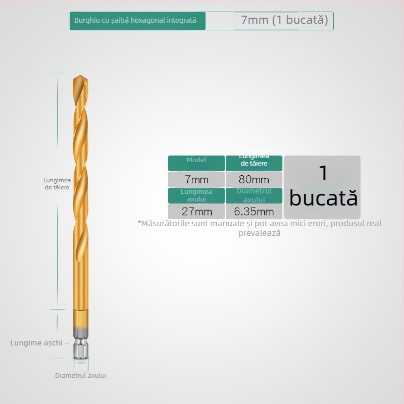 Set de burghie cu prindere hexagonală, acoperire titan, 13 bucăți, din oțel de înaltă viteză, pentru șurubelniță electrică