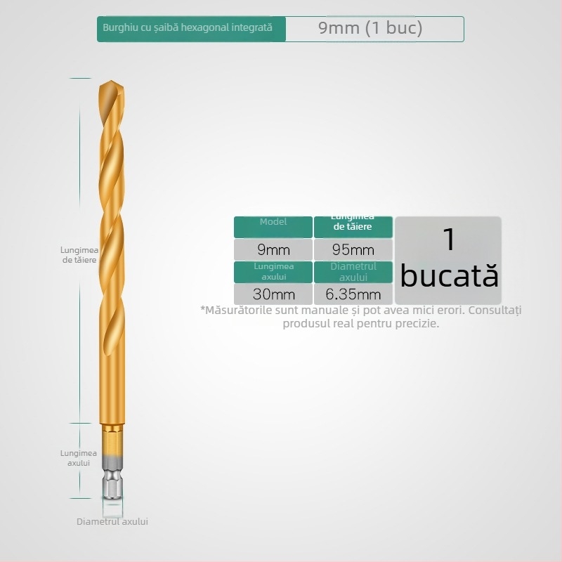 Set de burghie cu prindere hexagonală, acoperire titan, 13 bucăți, din oțel de înaltă viteză, pentru șurubelniță electrică