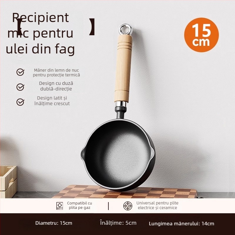 Tigaie adâncă din fontă, pentru turnarea uleiului, antiaderent, model 985