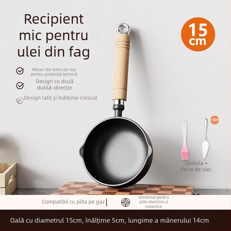 Tigaie adâncă din fontă, pentru turnarea uleiului, antiaderent, model 985