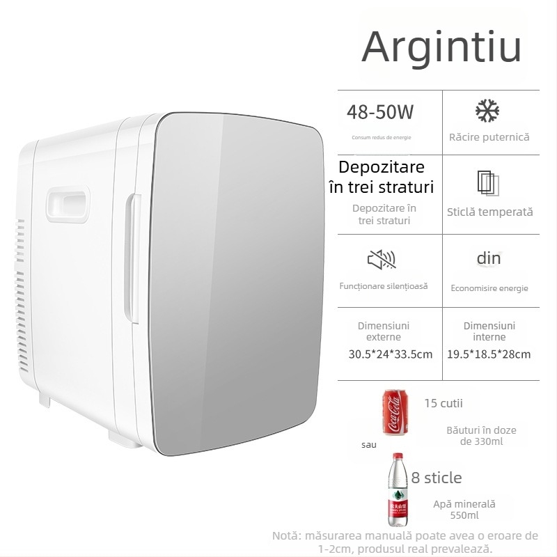 Răcitor auto cu tehnologie semiconductoră | 50W, 12V/220V, 2°C răcire, 65°C încălzire, carcasă din plastic