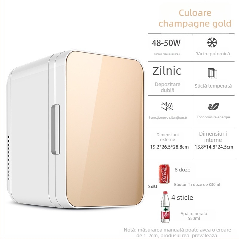 Răcitor auto cu tehnologie semiconductoră | 50W, 12V/220V, 2°C răcire, 65°C încălzire, carcasă din plastic