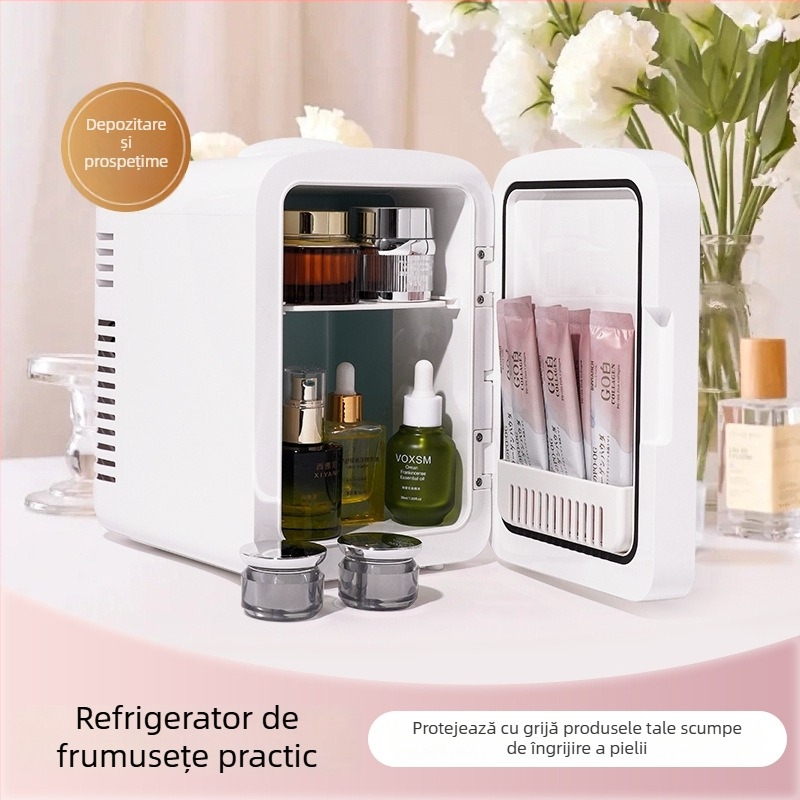 Mini frigider auto cu oglindă LED, 12V, 42W, capacitate 4L, dual-use pentru mașină și casă