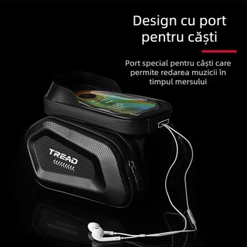 Geantă pentru bicicletă din poliester pentru tubul superior și grindă frontală, buzunar pentru telefon, fără căptușeală, pentru bicicletă de munte