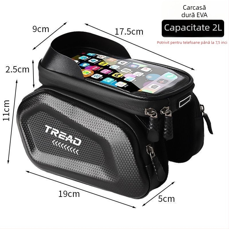 Geantă pentru bicicletă din poliester pentru tubul superior și grindă frontală, buzunar pentru telefon, fără căptușeală, pentru bicicletă de munte