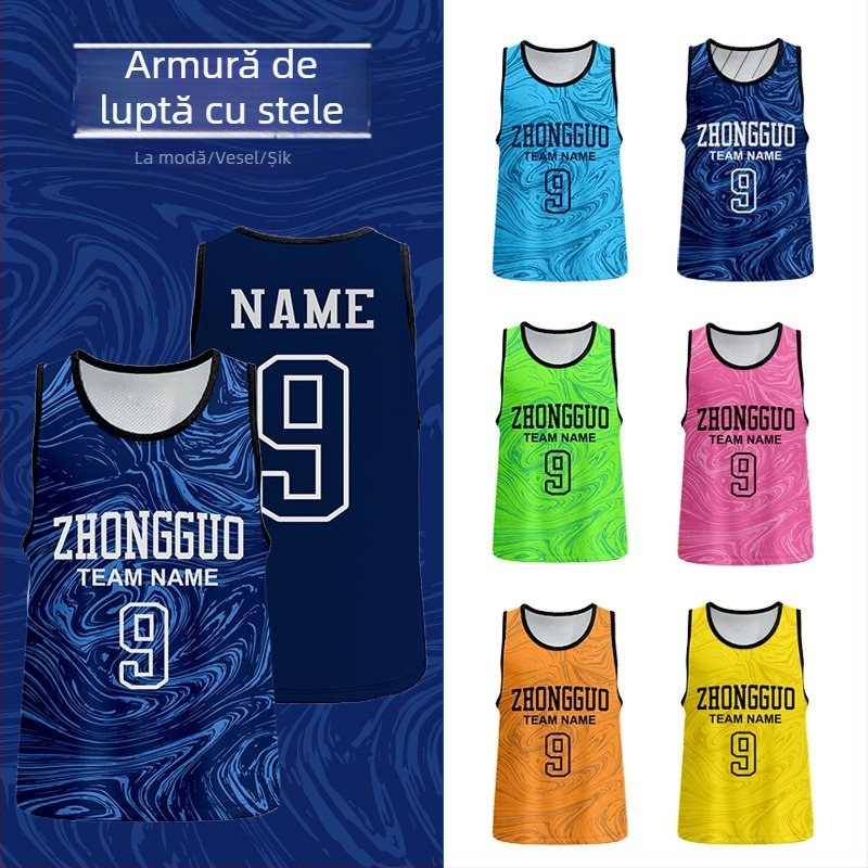 Vesta de antrenament din plasă din poliester pentru fotbal, personalizabilă, brand Nine Moves, pentru vârste 6–40, potrivită pentru fotbal