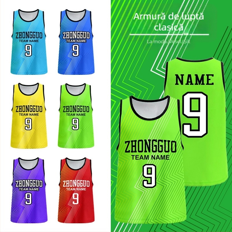 Vesta de antrenament din plasă din poliester pentru fotbal, personalizabilă, brand Nine Moves, pentru vârste 6–40, potrivită pentru fotbal