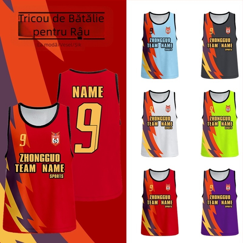 Vesta de antrenament din plasă din poliester pentru fotbal, personalizabilă, brand Nine Moves, pentru vârste 6–40, potrivită pentru fotbal