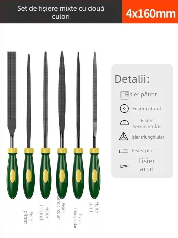 Set Shengda de unelte pentru fișiere și șlefuire, fișiere asortate cu profiluri duble, material aliaj, personalizare procesare