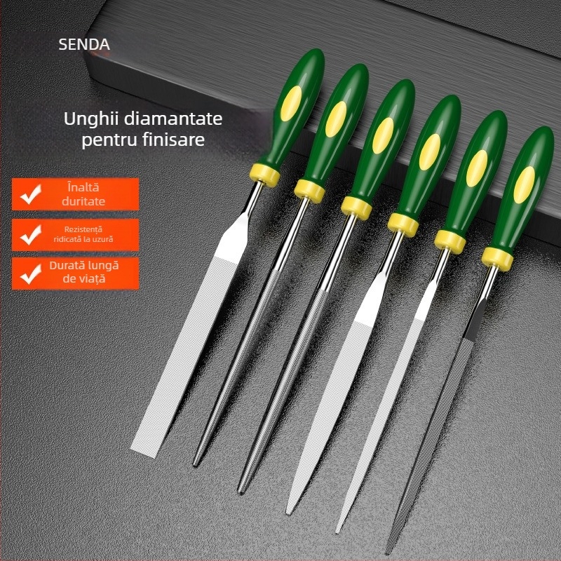 Set Shengda de unelte pentru fișiere și șlefuire, fișiere asortate cu profiluri duble, material aliaj, personalizare procesare