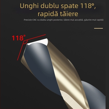 Burghiu cu con M43 cobalt, ax de 1/2 inch, pentru oțel inoxidabil și aliaje de fier, burghiu-reamer