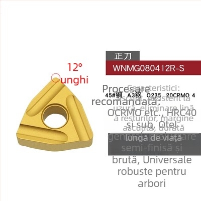 Insert CNC în formă de piersică, cu caneluri pentru prelucrare brută, WNMG080404R-ZC / WNMG080408L-S, unealtă cilindrică de strung din oțel