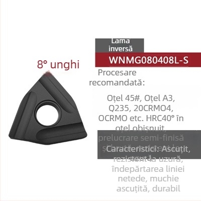 Insert CNC în formă de piersică, cu caneluri pentru prelucrare brută, WNMG080404R-ZC / WNMG080408L-S, unealtă cilindrică de strung din oțel