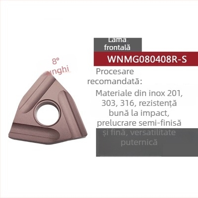 Insert CNC în formă de piersică, cu caneluri pentru prelucrare brută, WNMG080404R-ZC / WNMG080408L-S, unealtă cilindrică de strung din oțel
