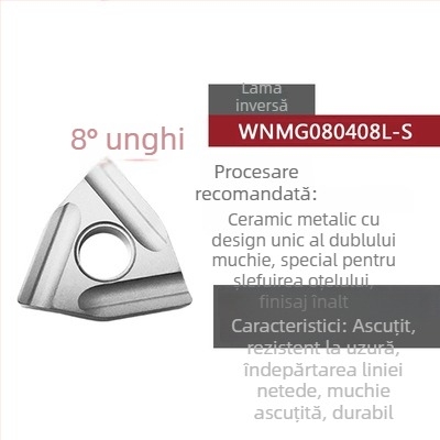 Insert CNC în formă de piersică, cu caneluri pentru prelucrare brută, WNMG080404R-ZC / WNMG080408L-S, unealtă cilindrică de strung din oțel
