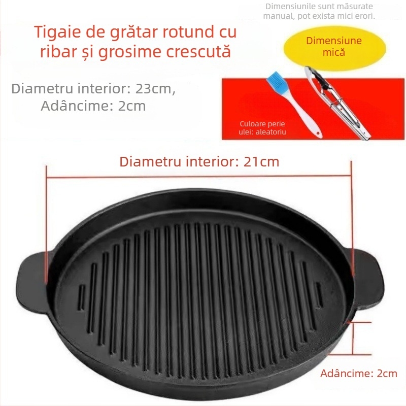 Placă rotundă de grătar din fontă, 2 kg, acoperire electroplată, izolată, antiaderent