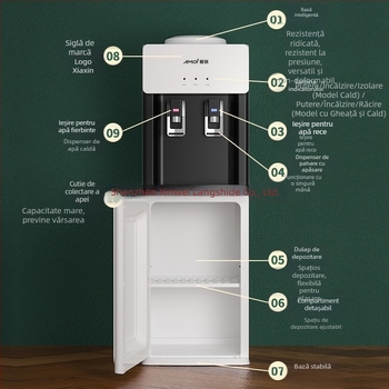 Dispenser de apă Q7-TS, vertical pentru casă, cu pompă dublă, răcire unică, 220V, fără priză, certificat 3C