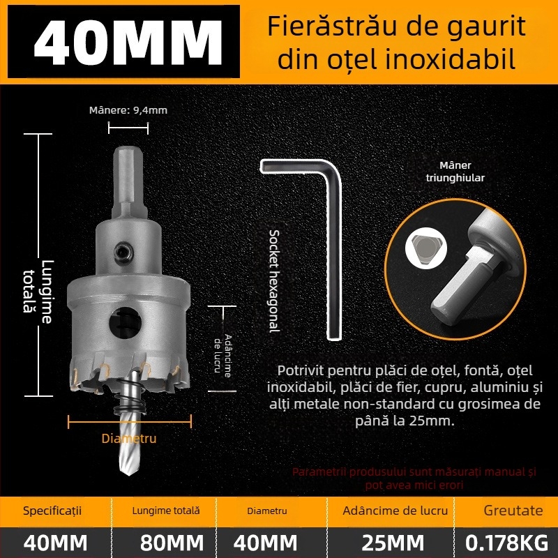 Topson Deschizător de Găuri cu Carbide pentru Fier – Calitate Industrială, Oțel Inoxidabil Rezistent la Uzură