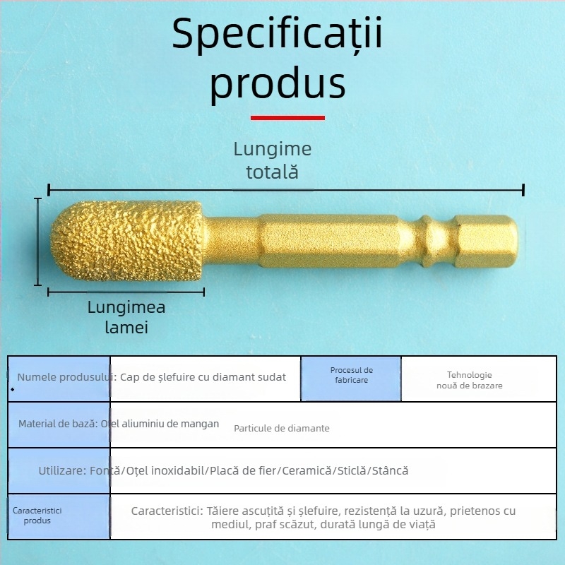 Cap de șlefuire diamant cu ax hexagonal, fișă rotativă dură pentru polisare și șlefuire