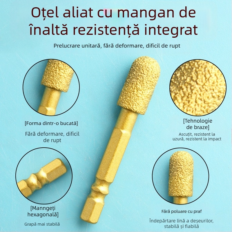 Cap de șlefuire diamant cu ax hexagonal, fișă rotativă dură pentru polisare și șlefuire