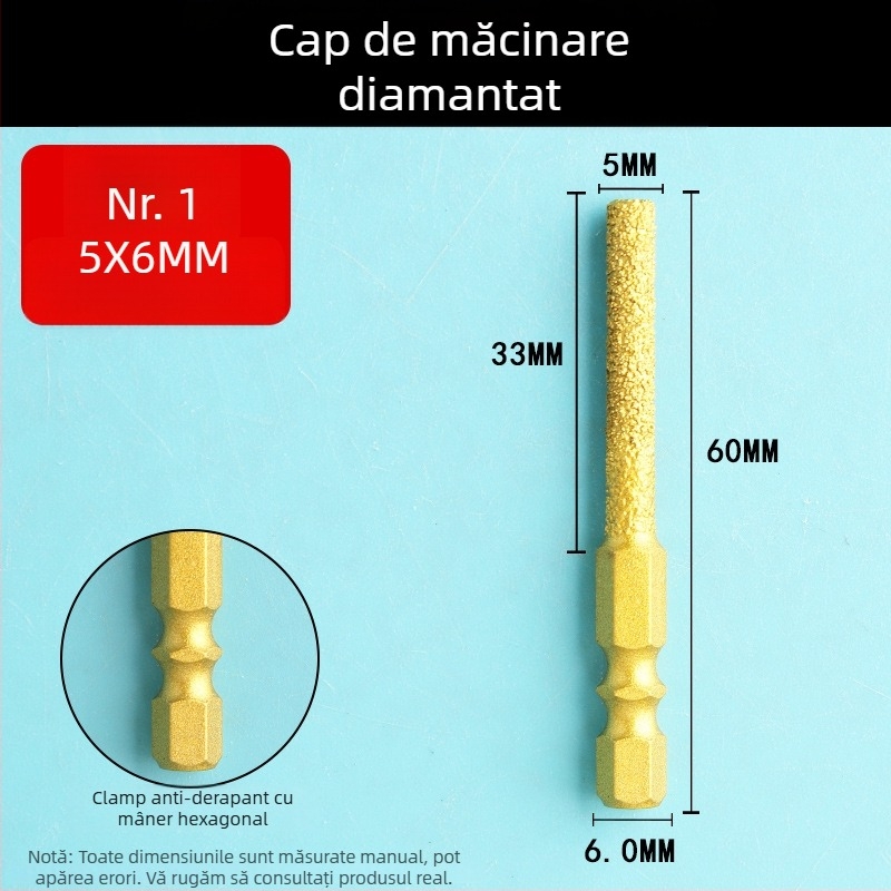 Cap de șlefuire diamant cu ax hexagonal, fișă rotativă dură pentru polisare și șlefuire
