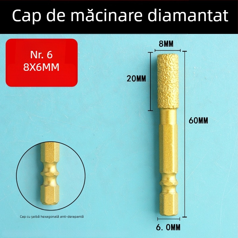 Cap de șlefuire diamant cu ax hexagonal, fișă rotativă dură pentru polisare și șlefuire
