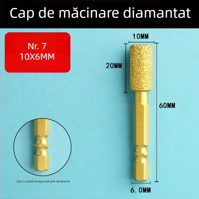 Cap de șlefuire diamant cu ax hexagonal, fișă rotativă dură pentru polisare și șlefuire