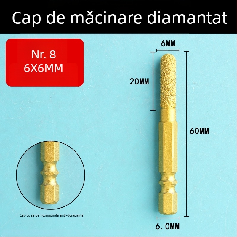 Cap de șlefuire diamant cu ax hexagonal, fișă rotativă dură pentru polisare și șlefuire
