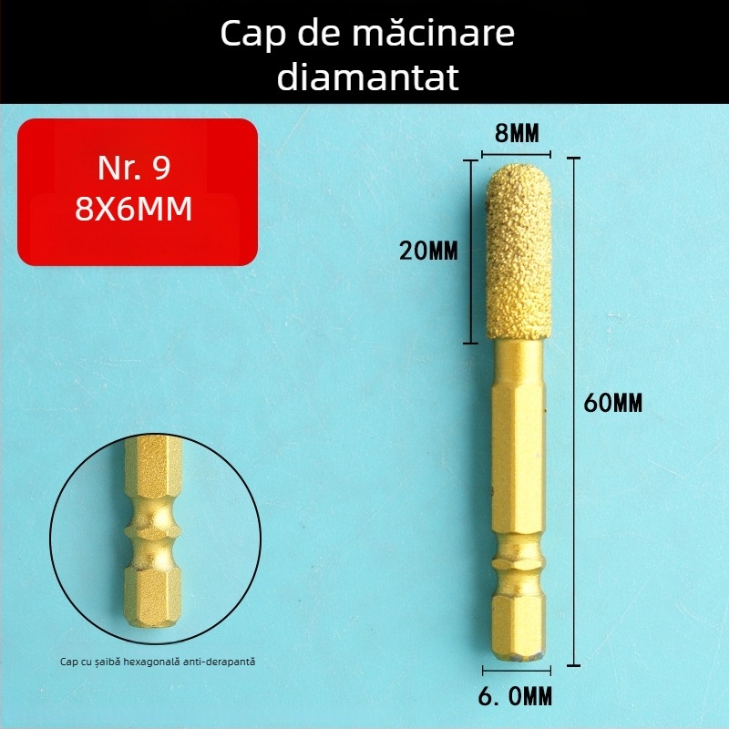 Cap de șlefuire diamant cu ax hexagonal, fișă rotativă dură pentru polisare și șlefuire