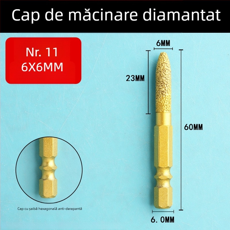 Cap de șlefuire diamant cu ax hexagonal, fișă rotativă dură pentru polisare și șlefuire