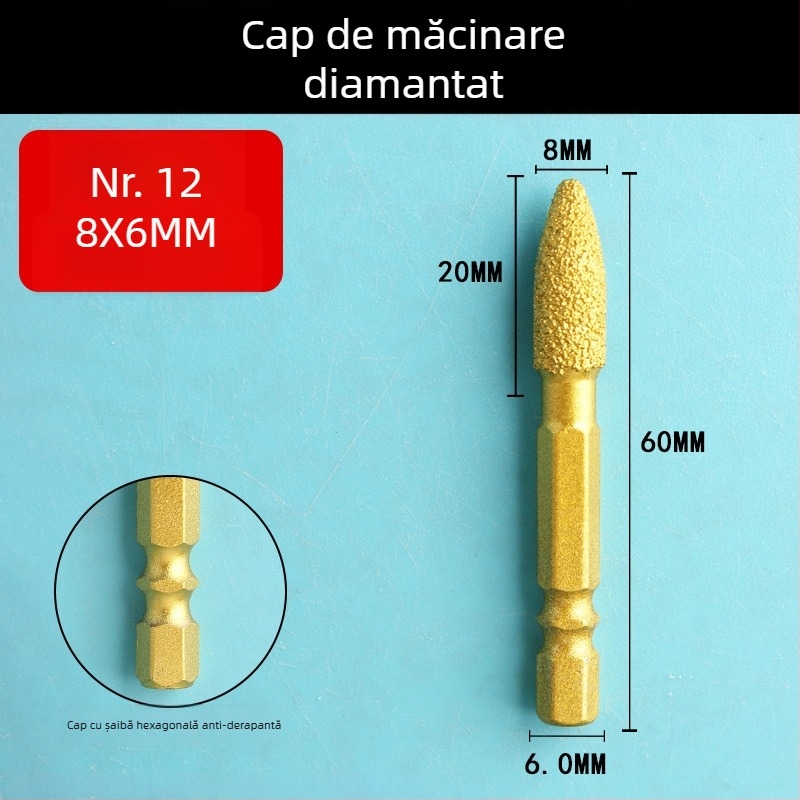 Cap de șlefuire diamant cu ax hexagonal, fișă rotativă dură pentru polisare și șlefuire