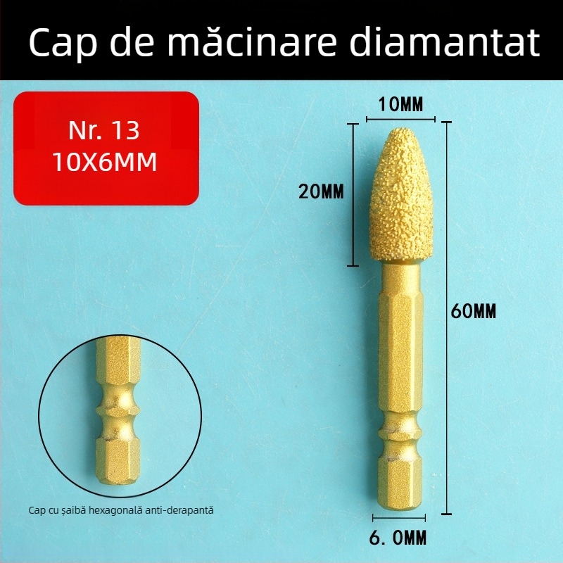 Cap de șlefuire diamant cu ax hexagonal, fișă rotativă dură pentru polisare și șlefuire