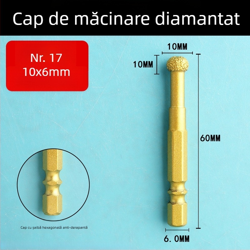 Cap de șlefuire diamant cu ax hexagonal, fișă rotativă dură pentru polisare și șlefuire