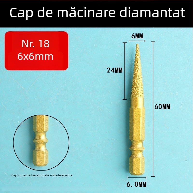 Cap de șlefuire diamant cu ax hexagonal, fișă rotativă dură pentru polisare și șlefuire