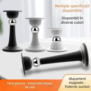 Stopper pentru uși – Ținător magnetic pentru ușă, Material PP, Montaj pe perete, Finisaj electroplating, Design modern minimalist