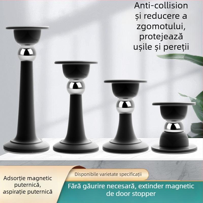 Stopper pentru uși – Ținător magnetic pentru ușă, Material PP, Montaj pe perete, Finisaj electroplating, Design modern minimalist