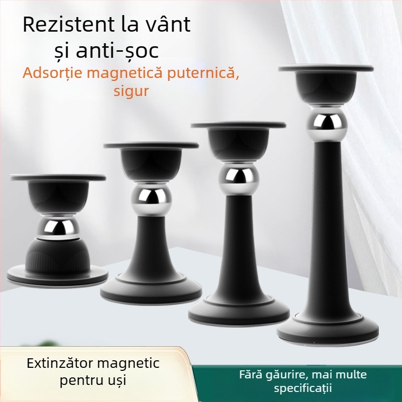 Stopper pentru uși – Ținător magnetic pentru ușă, Material PP, Montaj pe perete, Finisaj electroplating, Design modern minimalist