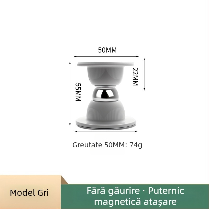 Stopper pentru uși – Ținător magnetic pentru ușă, Material PP, Montaj pe perete, Finisaj electroplating, Design modern minimalist
