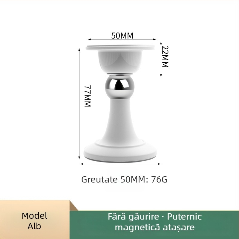 Stopper pentru uși – Ținător magnetic pentru ușă, Material PP, Montaj pe perete, Finisaj electroplating, Design modern minimalist