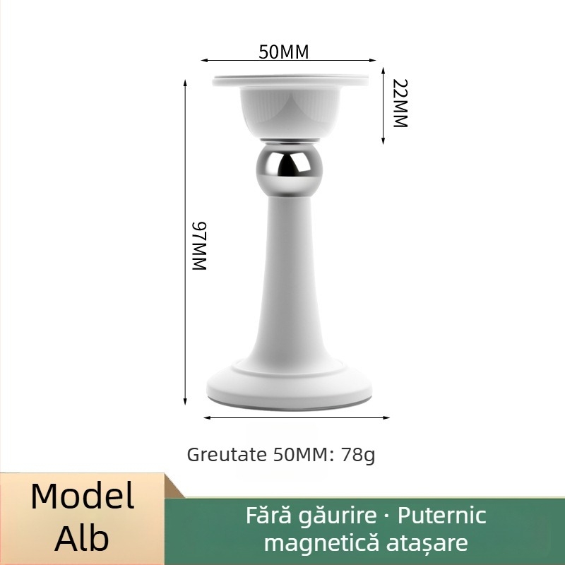 Stopper pentru uși – Ținător magnetic pentru ușă, Material PP, Montaj pe perete, Finisaj electroplating, Design modern minimalist