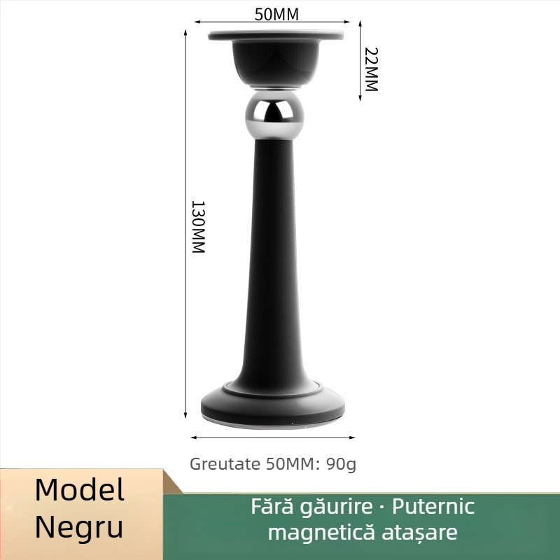 Stopper pentru uși – Ținător magnetic pentru ușă, Material PP, Montaj pe perete, Finisaj electroplating, Design modern minimalist