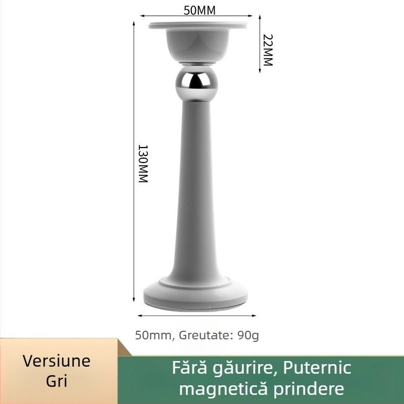 Stopper pentru uși – Ținător magnetic pentru ușă, Material PP, Montaj pe perete, Finisaj electroplating, Design modern minimalist