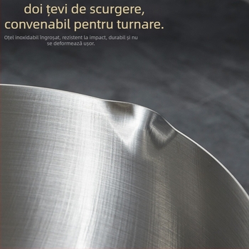 Wok din oțel inoxidabil 430, neacoperit, cu fund unic și capac din sticlă