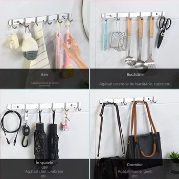 Umeraș pentru haine din oțel inoxidabil 304, montat pe perete, finisaj lucios, greutate 0,5 kg, stil modern minimalist